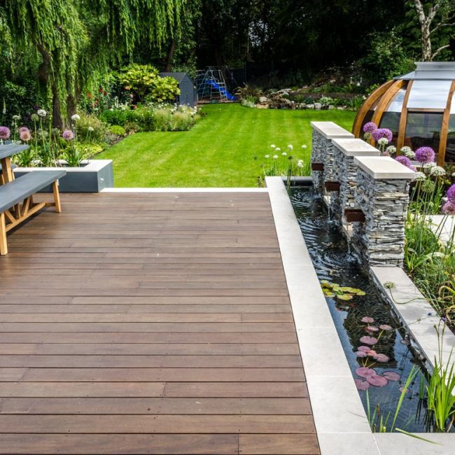 Modern family garden design stockport