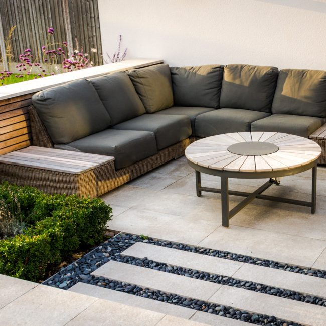 porcelain paving seating area