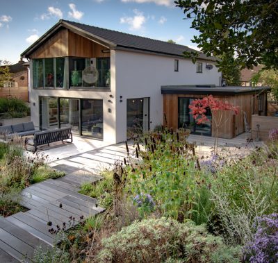 Contemporary, terraced and naturalistic garden, Warrington