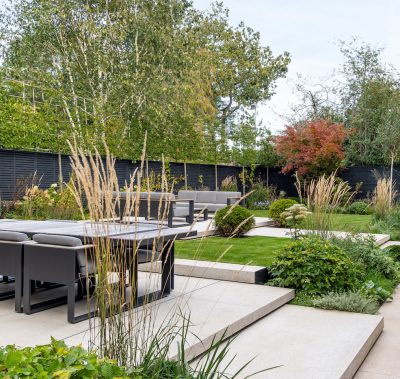 outdoor dining and living space