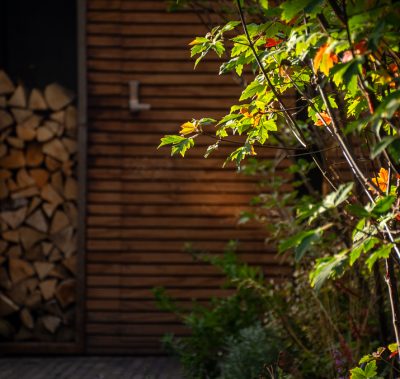 bespoke shed with log store